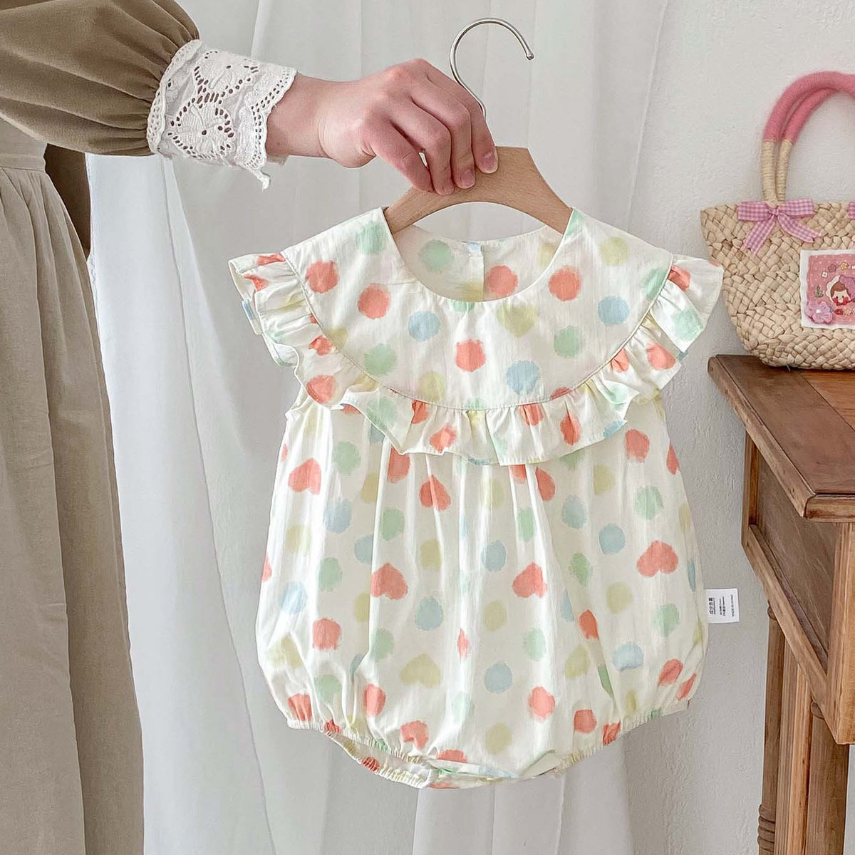 Baby Girls Color-blocking Polka dots Rompers Wholesale 240802147