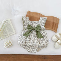 Load image into Gallery viewer, Baby Girls Flower Bow Print Rompers Wholesale 240802153
