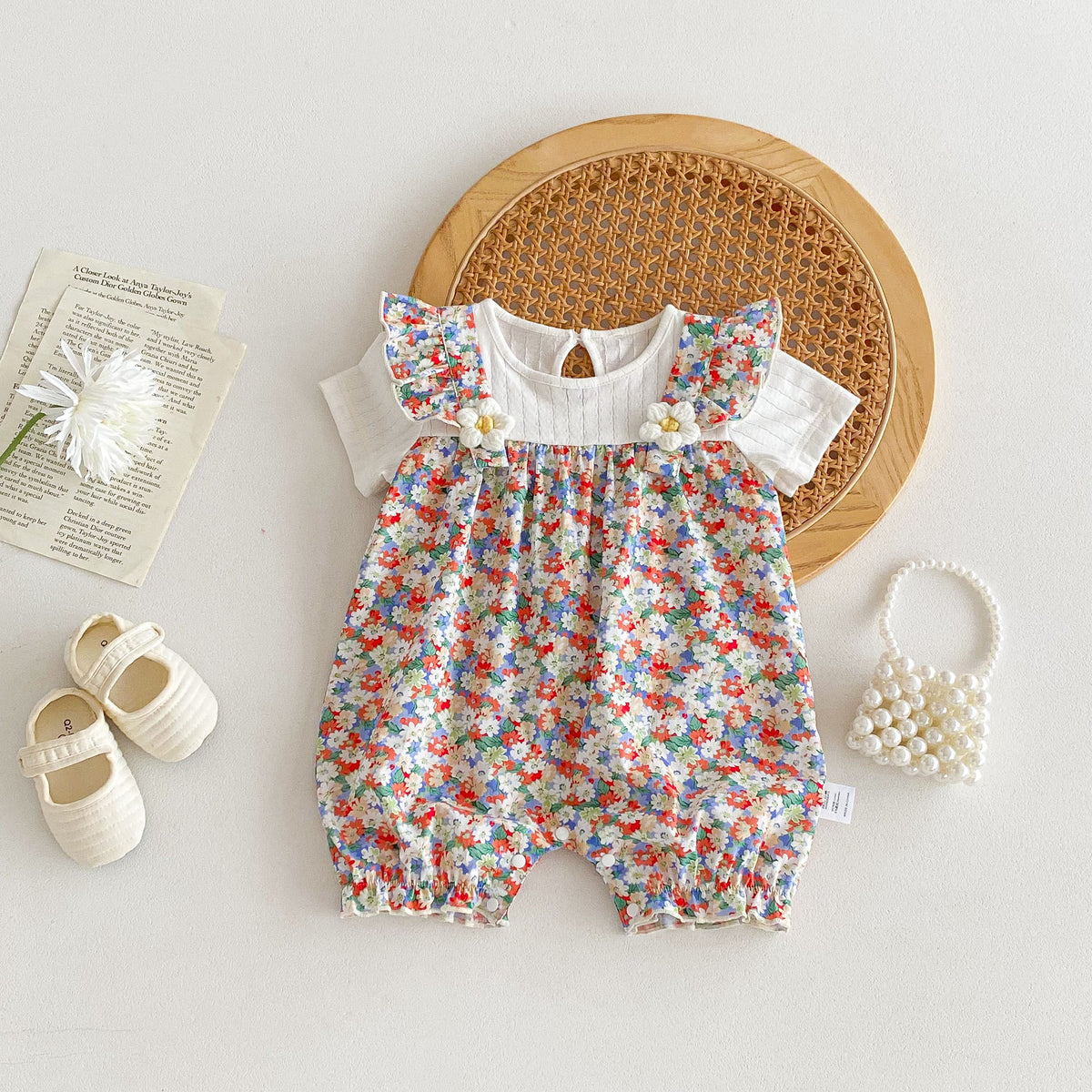 Baby Girls Flower Rompers Wholesale 240802157