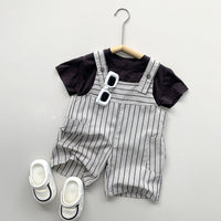 Load image into Gallery viewer, Baby Kid Boys Solid Color Striped Rompers Wholesale 240802167

