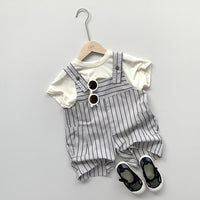 Load image into Gallery viewer, Baby Kid Boys Solid Color Striped Rompers Wholesale 240802167
