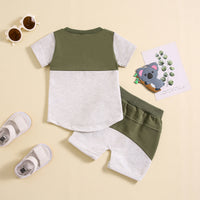 Load image into Gallery viewer, 2 Pieces Set Baby Kid Boys Color-blocking Tops And Shorts Wholesale 240802177
