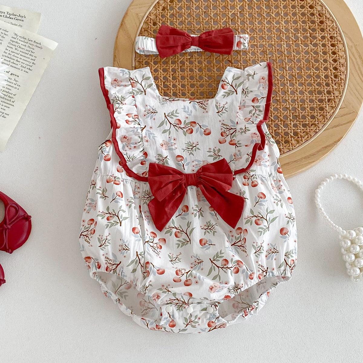 Baby Girls Fruit Print Rompers Wholesale 240802181