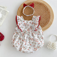Load image into Gallery viewer, Baby Girls Fruit Print Rompers Wholesale 240802181
