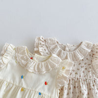 Load image into Gallery viewer, Baby Girls Flower Embroidered Rompers Wholesale 240802183
