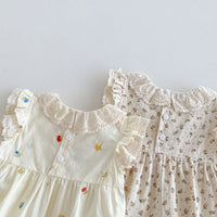 Load image into Gallery viewer, Baby Girls Flower Embroidered Rompers Wholesale 240802183

