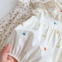 Load image into Gallery viewer, Baby Girls Flower Embroidered Rompers Wholesale 240802183

