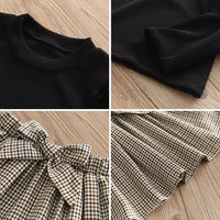 Load image into Gallery viewer, 3 Pieces Set Kid Girls Solid Color Tops Checked Skirts And Hats Wholesale 240802200
