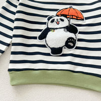 Load image into Gallery viewer, 2 Pieces Set Baby Kid Girls Boys Striped Cartoon Hoodies Sweatshirts And Solid Color Pants Wholesale 240802242
