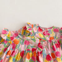 Load image into Gallery viewer, Baby Girls Color-blocking Flower Print Rompers Wholesale 240802243
