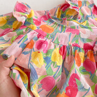 Load image into Gallery viewer, Baby Girls Color-blocking Flower Print Rompers Wholesale 240802243
