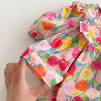 Load image into Gallery viewer, Baby Girls Color-blocking Flower Print Rompers Wholesale 240802243
