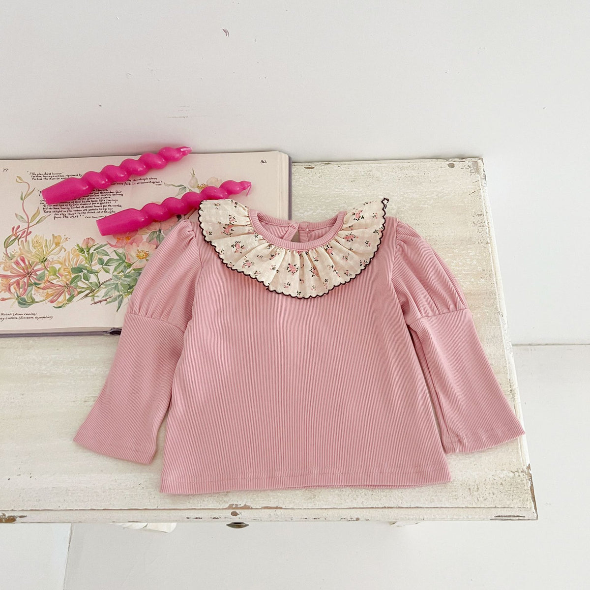 Baby Kid Girls Solid Color Flower Tops Wholesale 240802252