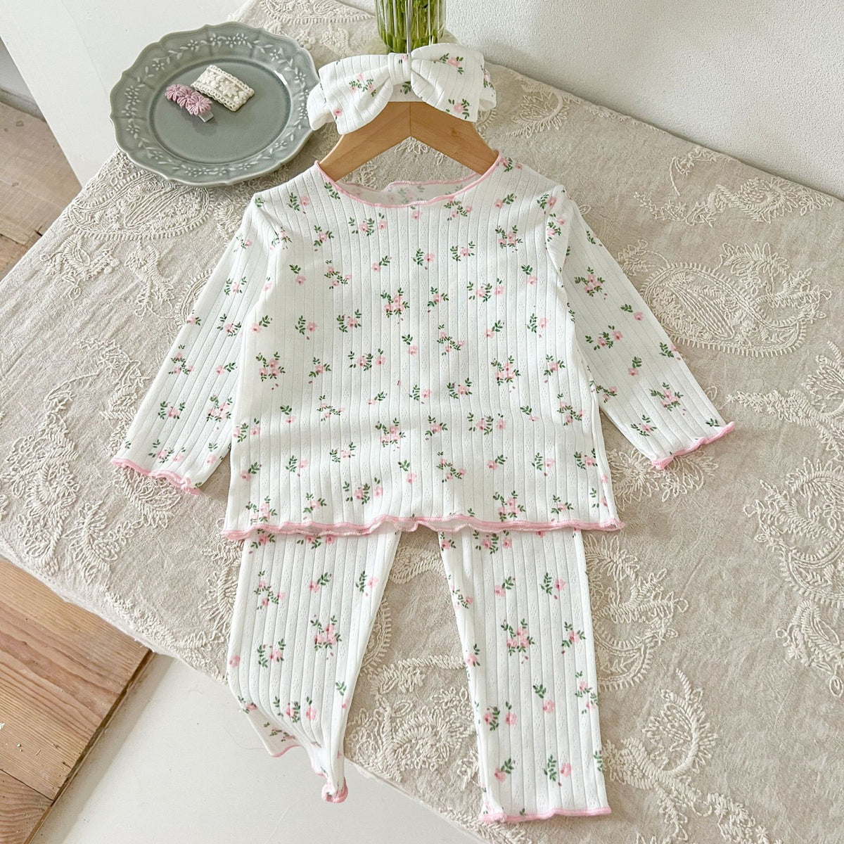 Baby Kid Girls Flower Print Sleepwears Wholesale 240802254