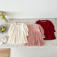 Load image into Gallery viewer, Baby Kid Girls Solid Color Crochet Dresses Wholesale 240802277
