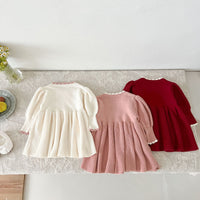 Load image into Gallery viewer, Baby Kid Girls Solid Color Crochet Dresses Wholesale 240802277
