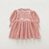 Load image into Gallery viewer, Baby Kid Girls Solid Color Crochet Dresses Wholesale 240802277
