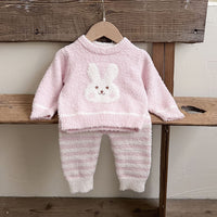 Load image into Gallery viewer, Baby Kid Girls Striped Animals Cartoon Tops Pants Sleepwears Wholesale 240802278
