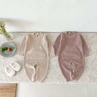 Load image into Gallery viewer, Baby Kid Girls Boys Solid Color Crochet Jumpsuits Wholesale 240802281
