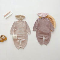 Load image into Gallery viewer, Baby Kid Girls Boys Solid Color Crochet Jumpsuits Wholesale 240802281
