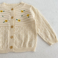 Load image into Gallery viewer, Baby Kid Girls Solid Color Flower Embroidered Cardigan Wholesale 24080229

