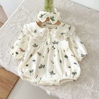 Load image into Gallery viewer, Baby Kid Girls Flower Plant Print Rompers Wholesale 240802294
