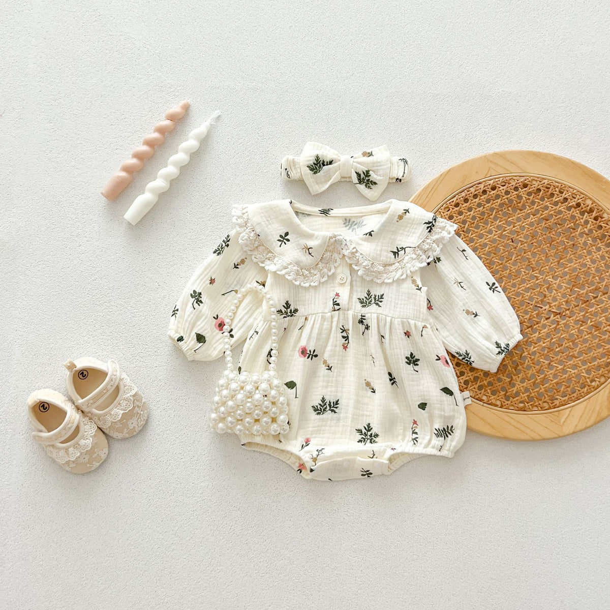 Baby Kid Girls Flower Plant Print Rompers Wholesale 240802294