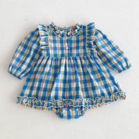 Load image into Gallery viewer, Baby Girls Flower Checked Rompers Wholesale 240802297
