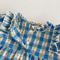 Load image into Gallery viewer, Baby Girls Flower Checked Rompers Wholesale 240802297
