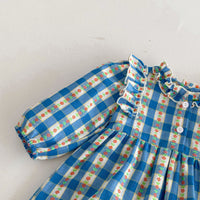 Load image into Gallery viewer, Baby Girls Flower Checked Rompers Wholesale 240802297
