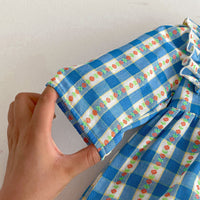 Load image into Gallery viewer, Baby Girls Flower Checked Rompers Wholesale 240802297
