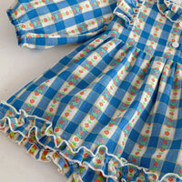 Load image into Gallery viewer, Baby Girls Flower Checked Rompers Wholesale 240802297
