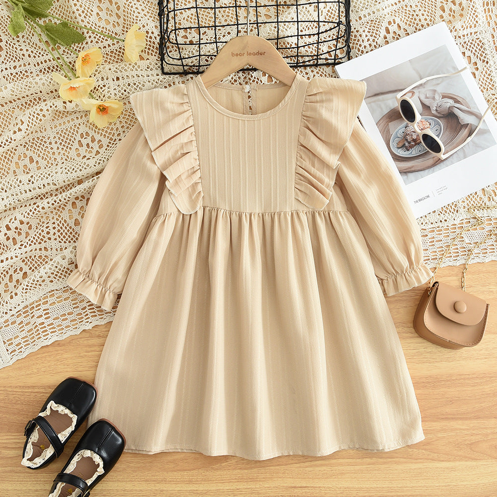 Kid Girls Solid Color Dresses Wholesale 240802318