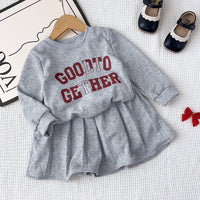 Load image into Gallery viewer, 2 Pieces Set Kid Girls Letters Tops And Solid Color Skirts Wholesale 240802319
