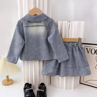 Load image into Gallery viewer, 2 Pieces Set Kid Girls Solid Color Jackets Outwears And Skirts Wholesale 240802324
