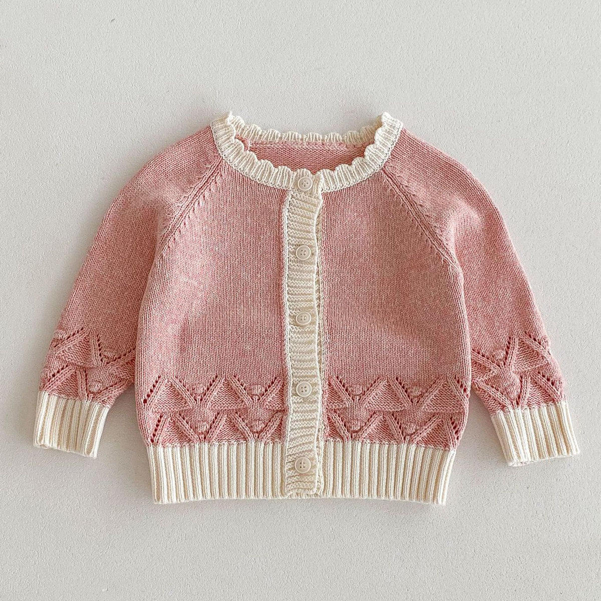 Baby Kid Girls Solid Color Crochet Cardigan Wholesale 240802353