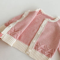 Load image into Gallery viewer, Baby Kid Girls Solid Color Crochet Cardigan Wholesale 240802353
