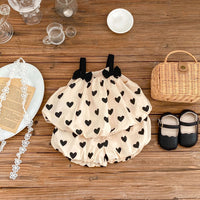 Load image into Gallery viewer, 2 Pieces Set Baby Kid Girls Love heart Bow Tank Tops And Shorts Wholesale 24080236
