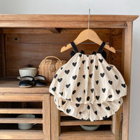 Load image into Gallery viewer, 2 Pieces Set Baby Kid Girls Love heart Bow Tank Tops And Shorts Wholesale 24080236
