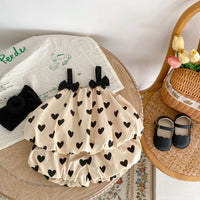 Load image into Gallery viewer, 2 Pieces Set Baby Kid Girls Love heart Bow Tank Tops And Shorts Wholesale 24080236
