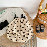 Load image into Gallery viewer, 2 Pieces Set Baby Kid Girls Love heart Bow Tank Tops And Shorts Wholesale 24080236
