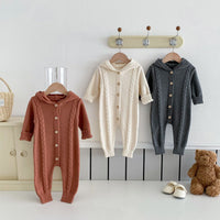 Load image into Gallery viewer, Baby Kid Girls Boys Solid Color Crochet Jumpsuits Wholesale 240802361
