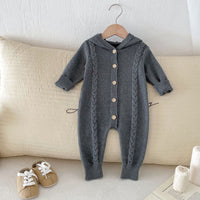 Load image into Gallery viewer, Baby Kid Girls Boys Solid Color Crochet Jumpsuits Wholesale 240802361
