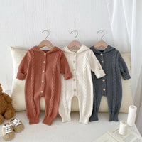 Load image into Gallery viewer, Baby Kid Girls Boys Solid Color Crochet Jumpsuits Wholesale 240802361
