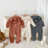 Load image into Gallery viewer, Baby Kid Girls Boys Solid Color Crochet Jumpsuits Wholesale 240802361
