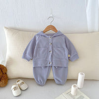 Load image into Gallery viewer, 2 Pieces Set Baby Kid Girls Boys Solid Color Jackets Outwears And Pants Wholesale 240802365
