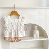 Load image into Gallery viewer, 2 Pieces Set Baby Kid Girls Solid Color Tank Tops And Flower Shorts Wholesale 24080237
