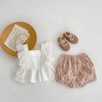 Load image into Gallery viewer, 2 Pieces Set Baby Kid Girls Solid Color Tank Tops And Flower Shorts Wholesale 24080237
