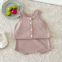 Load image into Gallery viewer, 2 Pieces Set Baby Kid Girls Solid Color Tank Tops And Shorts Wholesale 240802372
