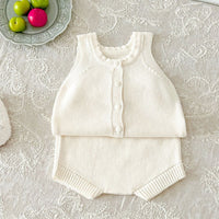Load image into Gallery viewer, 2 Pieces Set Baby Kid Girls Solid Color Tank Tops And Shorts Wholesale 240802372
